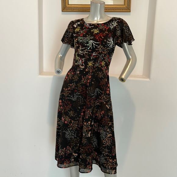 ModCloth Fit & Flare Midi Dress Floral Sequined S - Picture 10 of 11